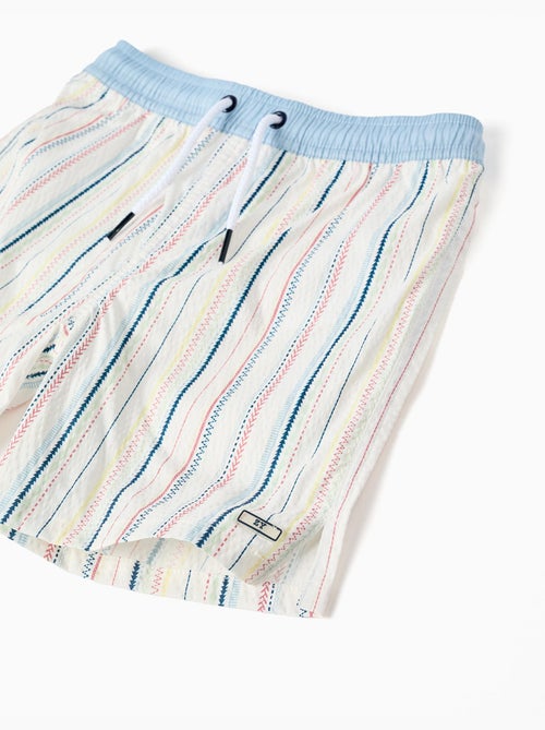 Pantaloncini da bagno a righe etniche e cintura con coulisse B&S - Kiabi