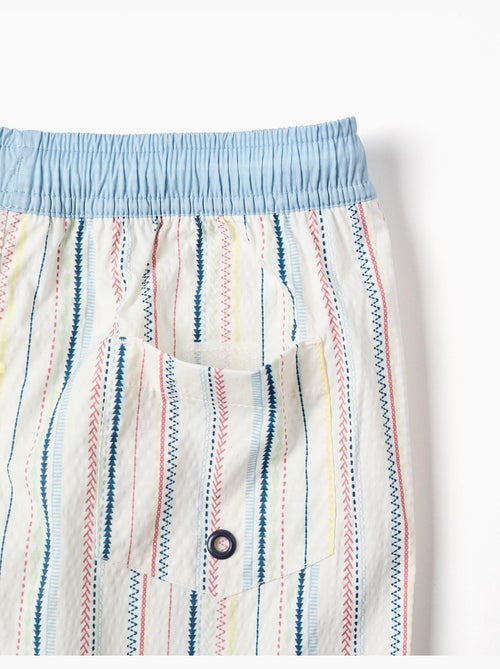 Pantaloncini da bagno a righe etniche e cintura con coulisse B&S - Kiabi