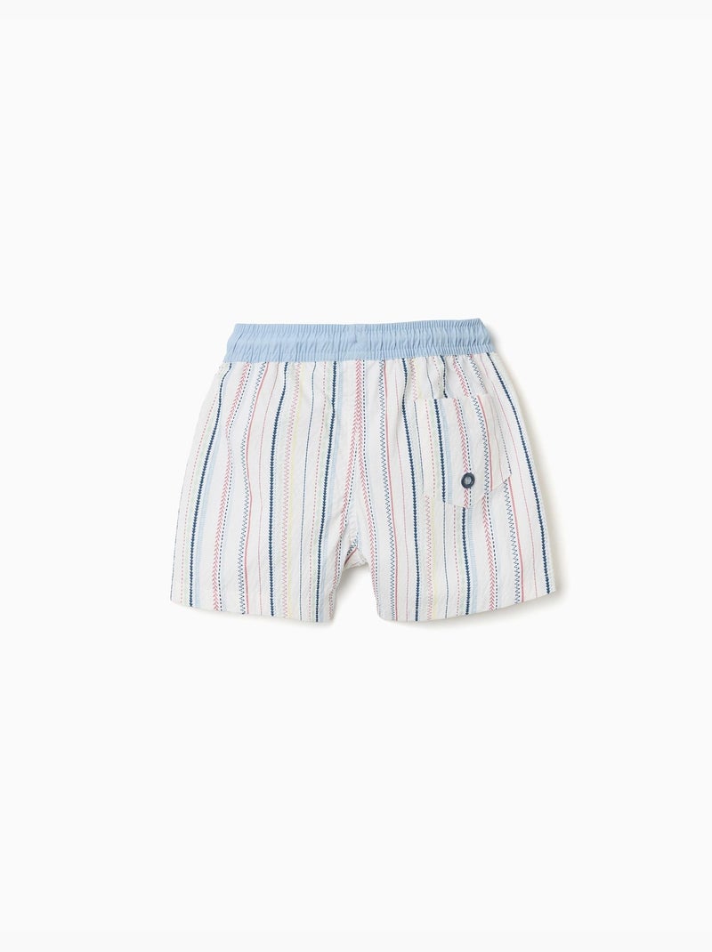Pantaloncini da bagno a righe etniche e cintura con coulisse B&S Blu chiaro - Kiabi
