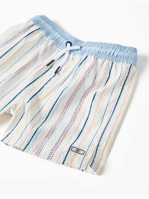 Pantaloncini da bagno a righe etniche e cintura con coulisse B&S - Kiabi