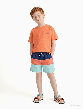 Pantaloncini da bagno con colour block e coulisse