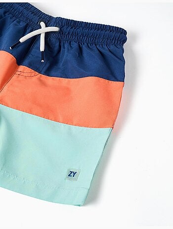 Pantaloncini da bagno con colour block e coulisse