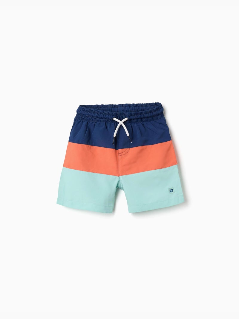 Pantaloncini da bagno con colour block e coulisse Blu scuro - Kiabi