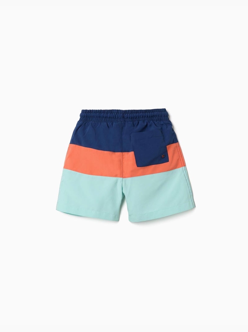 Pantaloncini da bagno con colour block e coulisse Blu scuro - Kiabi