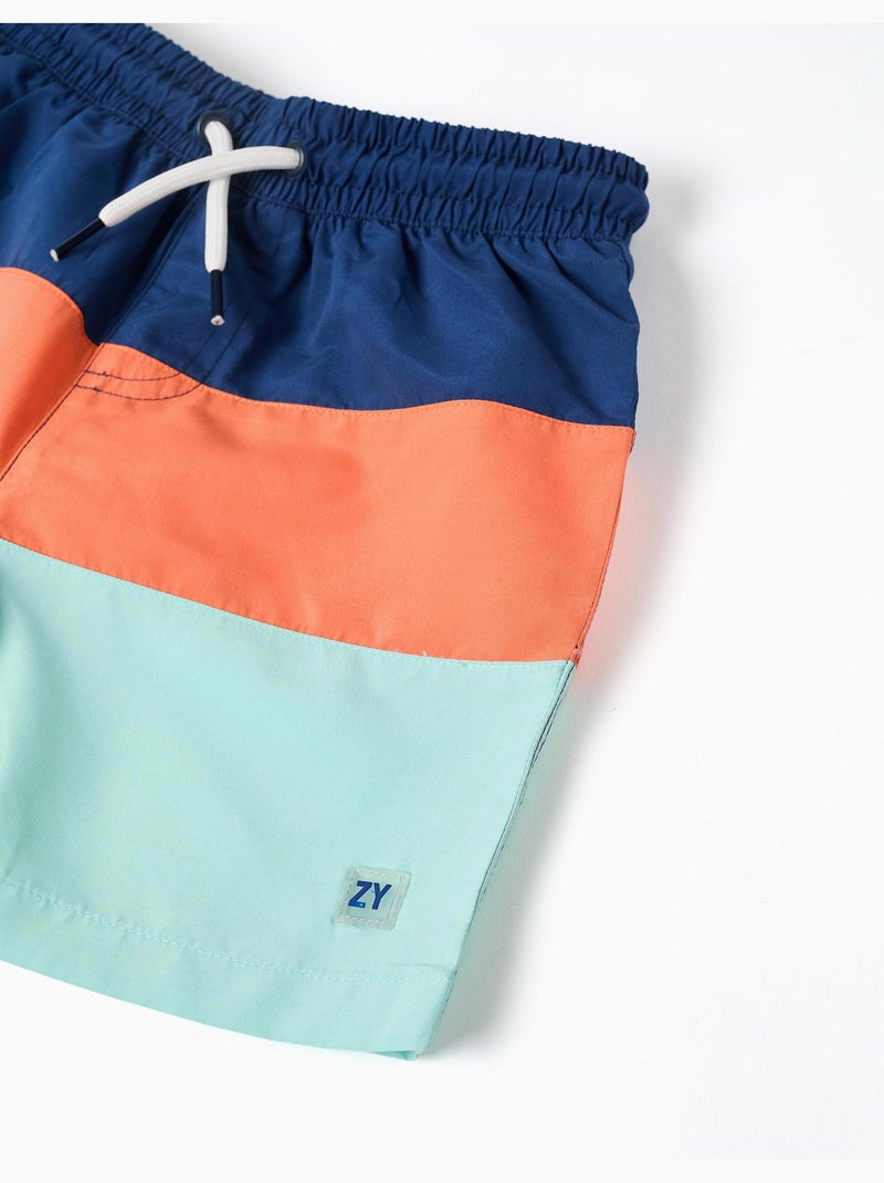 Pantaloncini da bagno con colour block e coulisse Blu scuro - Kiabi