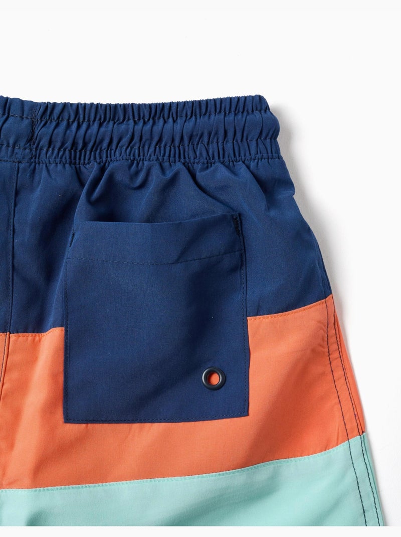 Pantaloncini da bagno con colour block e coulisse Blu scuro - Kiabi