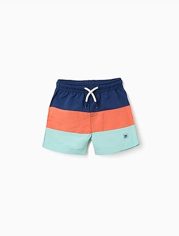 Pantaloncini da bagno con colour block e coulissee