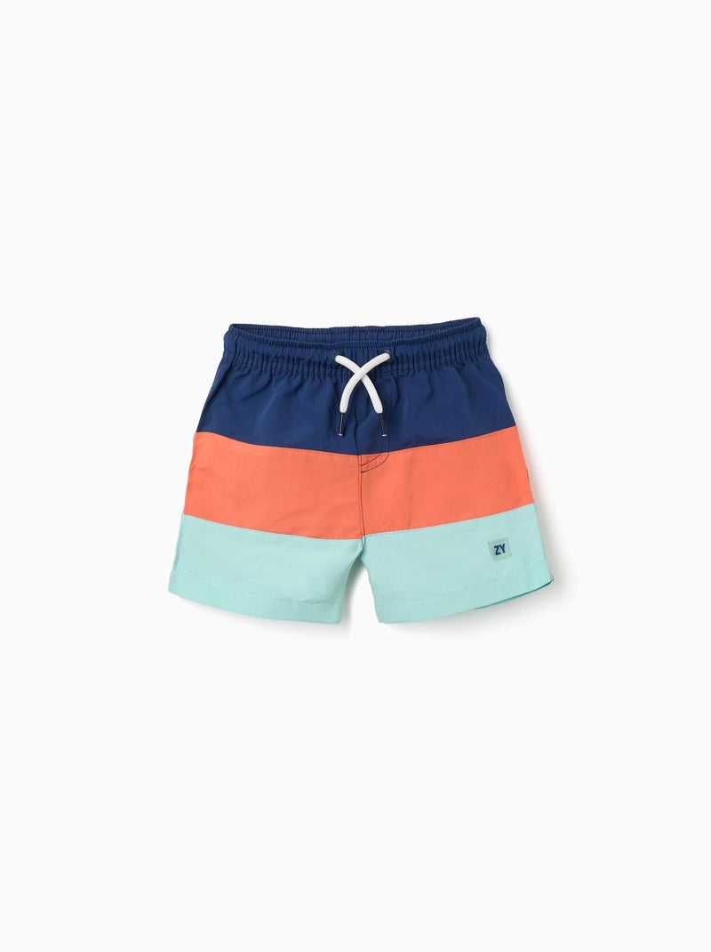 Pantaloncini da bagno con colour block e coulissee Blu scuro - Kiabi