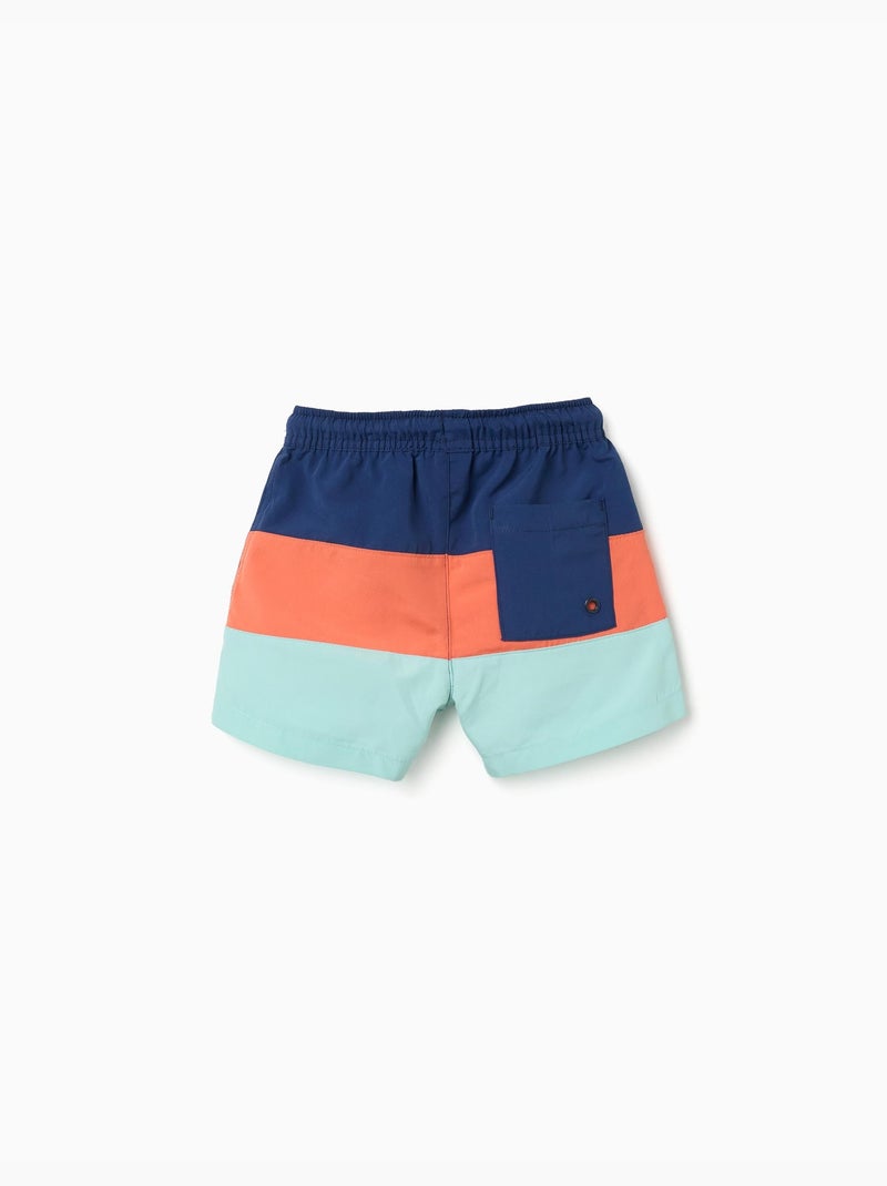 Pantaloncini da bagno con colour block e coulissee Blu scuro - Kiabi