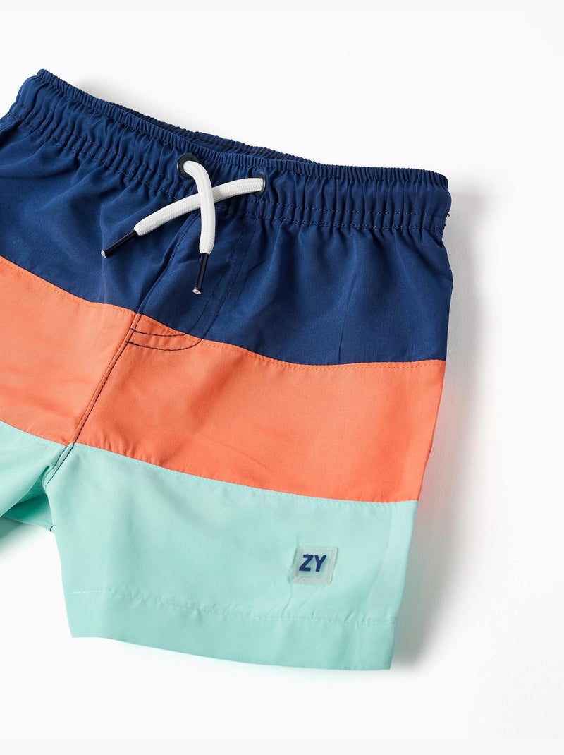 Pantaloncini da bagno con colour block e coulissee Blu scuro - Kiabi