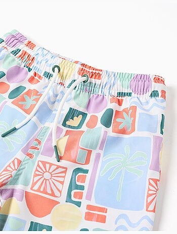Pantaloncini da bagno con stampa colorata e coulisse
