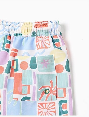 Pantaloncini da bagno con stampa colorata e coulisse