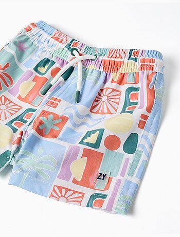 Pantaloncini da bagno con stampa colorata e coulisse