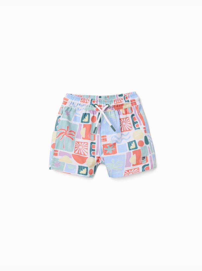 Pantaloncini da bagno con stampa colorata e coulisse Nero Arancione - Kiabi
