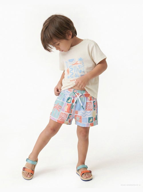 Pantaloncini da bagno con stampa colorata e coulisse - Kiabi