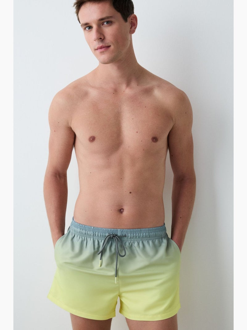 Pantaloncini da bagno uomo a righe sfumate penti Blu Giallo - Kiabi