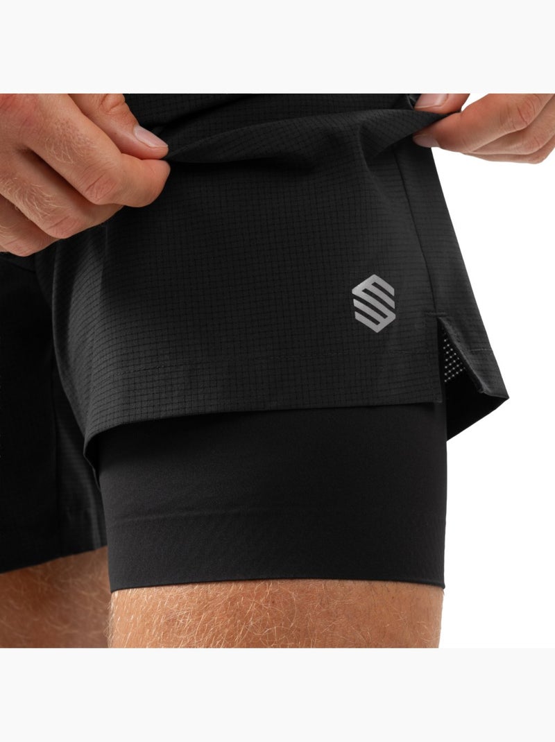 Pantaloncini da corsa 2 in 1 da uomo fitness uomo admix Nero - Kiabi