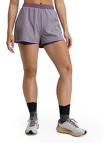 Pantaloncini da trail running 2 in 1 da donna escursionismo donna araroa lilac