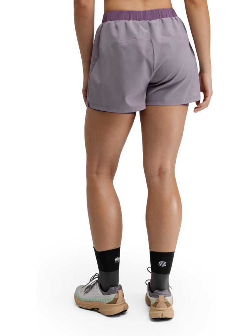 Pantaloncini da trail running 2 in 1 da donna escursionismo donna araroa lilac Viola - Kiabi