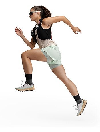 Pantaloncini da trail running 2 in 1 da donna escursionismo donna araroa mint