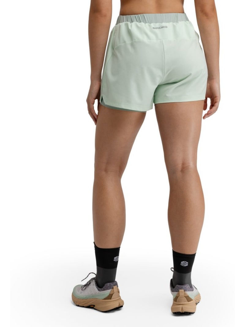 Pantaloncini da trail running 2 in 1 da donna escursionismo donna araroa mint Verde - Kiabi