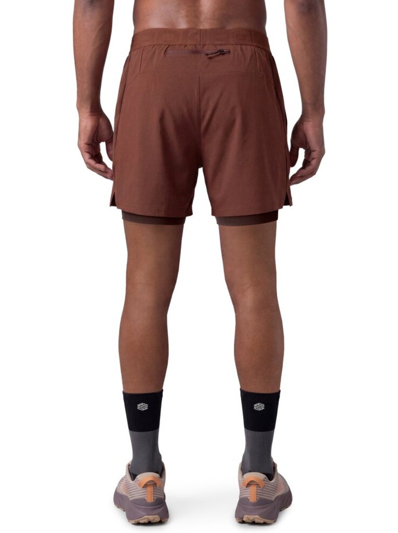 Pantaloncini da trail running 2 in 1 da uomo escursionismo uomo overland Marrone - Kiabi