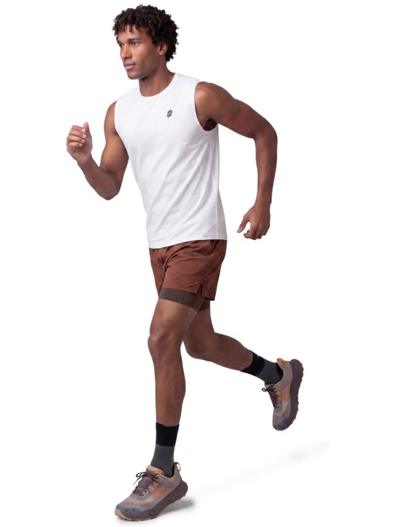 Pantaloncini da trail running 2 in 1 da uomo escursionismo uomo overland Marrone - Kiabi