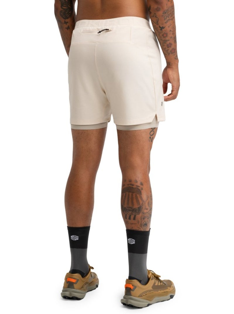 Pantaloncini da trail running 2 in 1 da uomo escursionismo uomo overland stone Beige - Kiabi