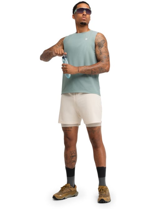 Pantaloncini da trail running 2 in 1 da uomo escursionismo uomo overland stone - Kiabi