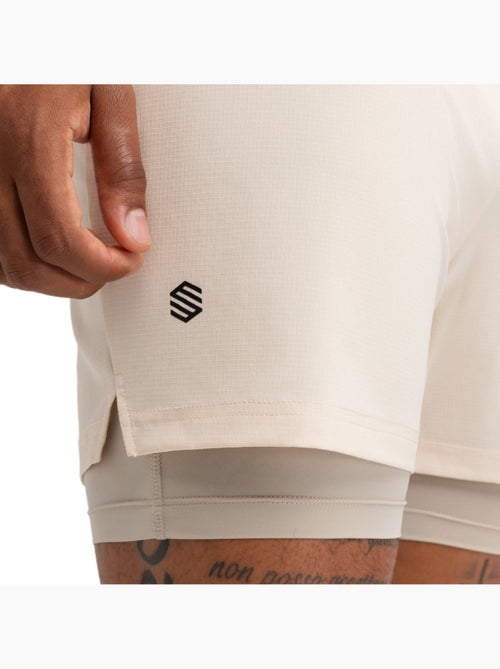 Pantaloncini da trail running 2 in 1 da uomo escursionismo uomo overland stone - Kiabi