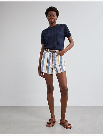 Pantaloncini di jeans a righe, mo fashion