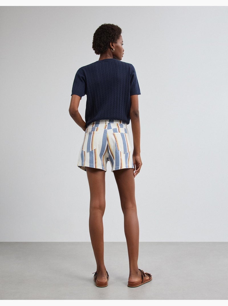 Pantaloncini di jeans a righe, mo fashion Blu - Kiabi