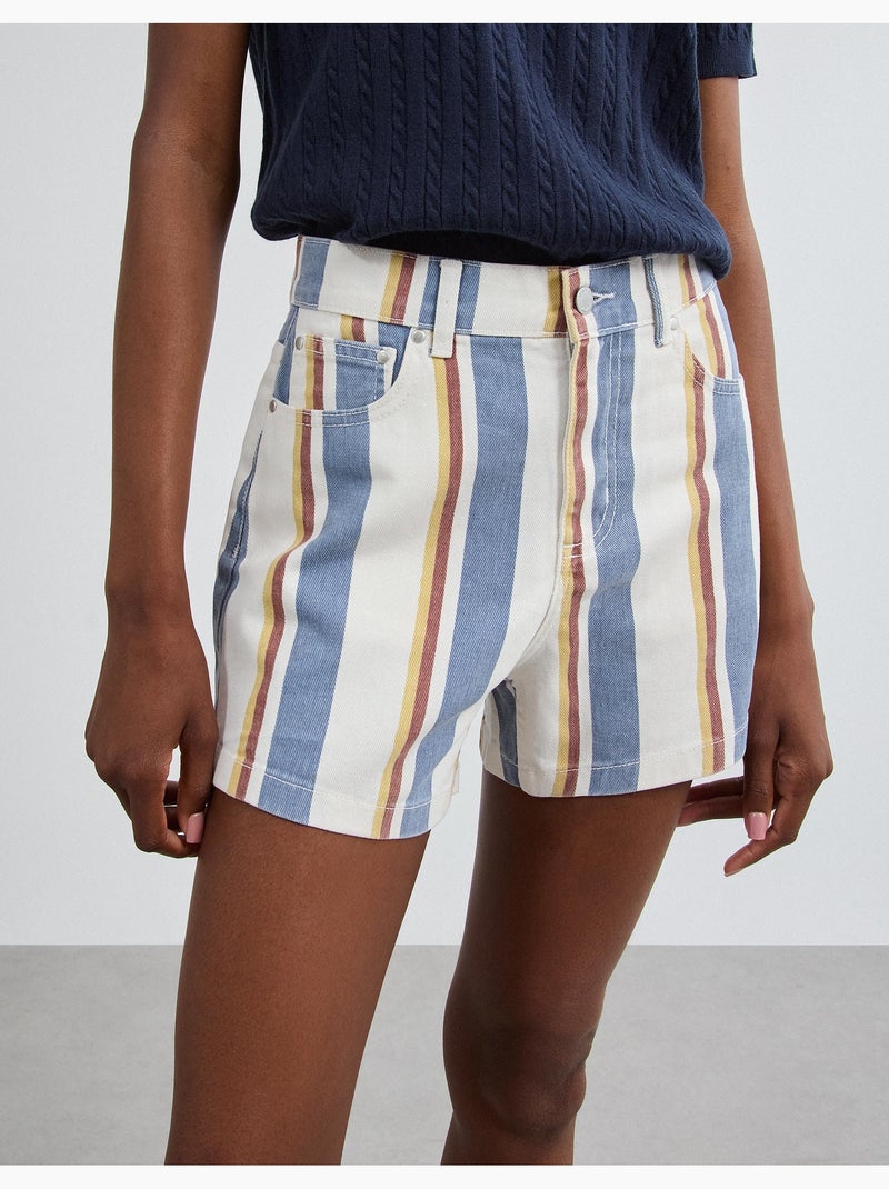 Pantaloncini di jeans a righe, mo fashion Blu - Kiabi