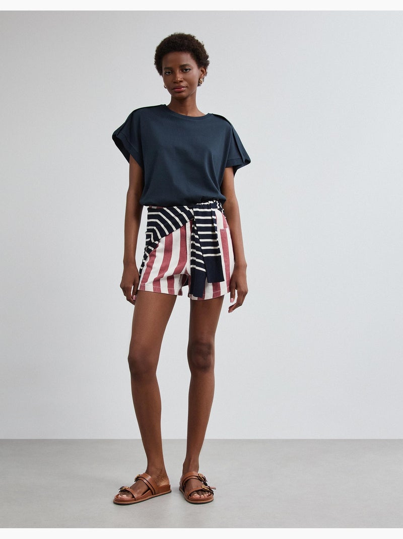 Pantaloncini di jeans a righe, mo fashion Rosso - Kiabi