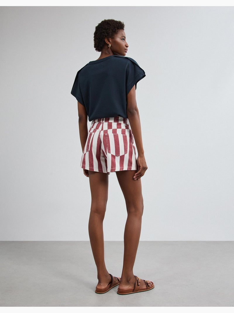 Pantaloncini di jeans a righe, mo fashion Rosso - Kiabi