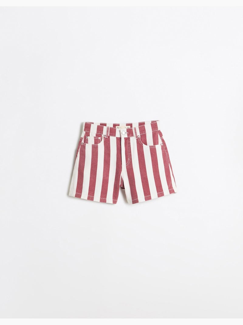 Pantaloncini di jeans a righe, mo fashion Rosso - Kiabi