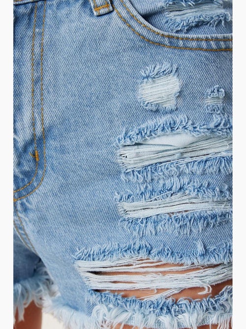 Pantaloncini di jeans a vita alta strappati istanbul - Kiabi Pantaloncini di jeans a vita alta strappati istanbul - Kiabi