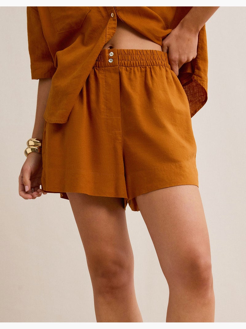 Pantaloncini di lino, mo fashion Marrone - Kiabi