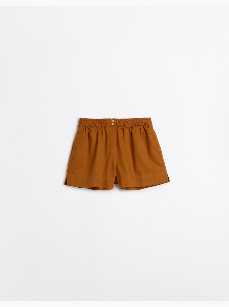 Pantaloncini di lino, mo fashion Marrone - Kiabi