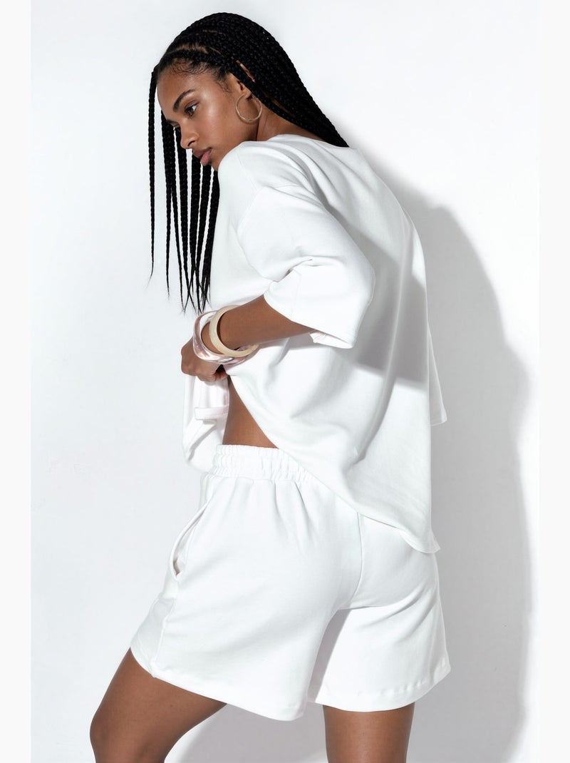 Pantaloncini felpati con coulisse a vita media busem Bianco - Kiabi