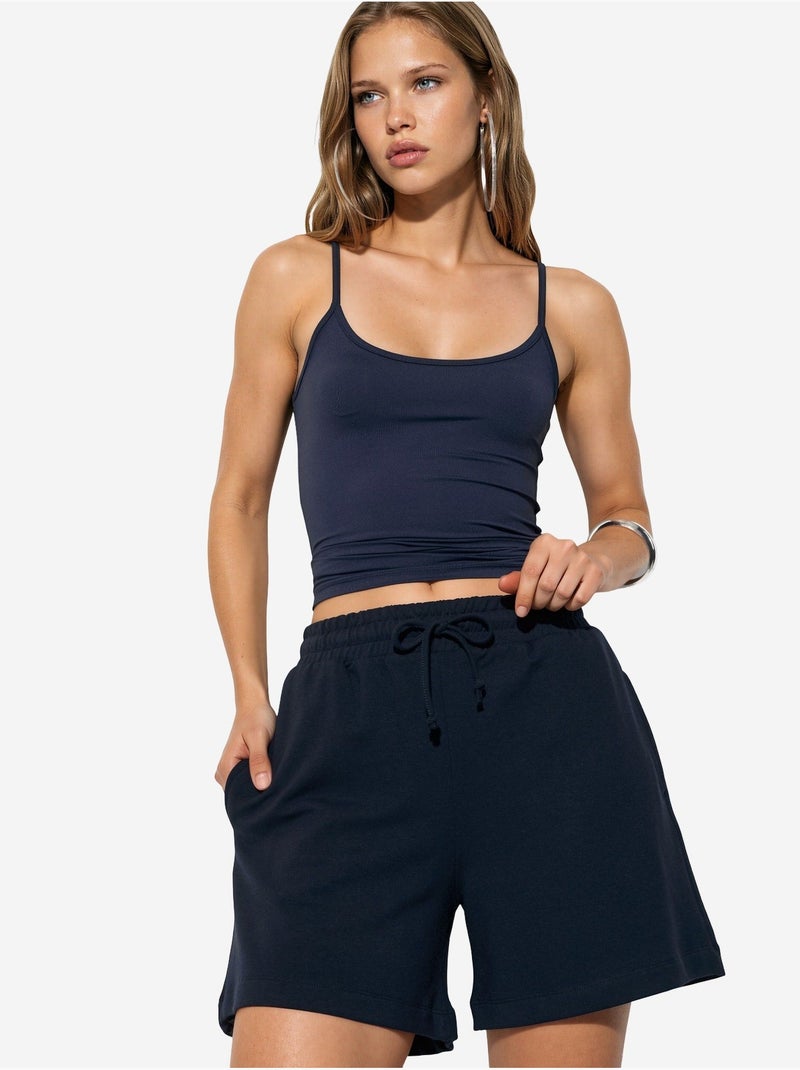 Pantaloncini felpati con coulisse a vita media busem Blu marino - Kiabi