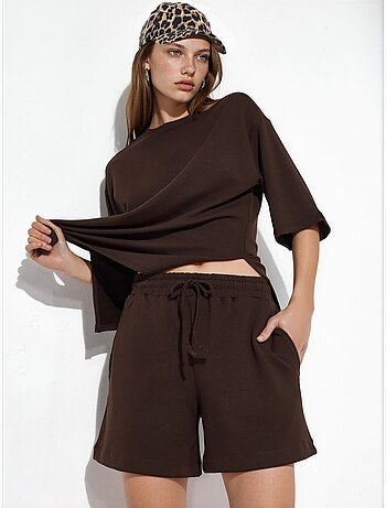 Pantaloncini felpati con coulisse a vita media busem