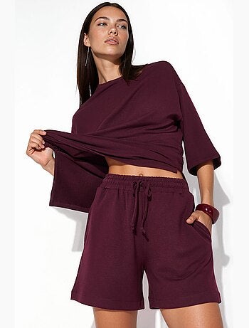 Pantaloncini felpati con coulisse a vita media busem