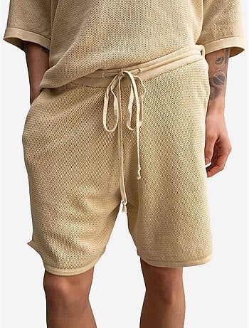 Pantaloncini felpati in maglia testurizzata a vita media giesto