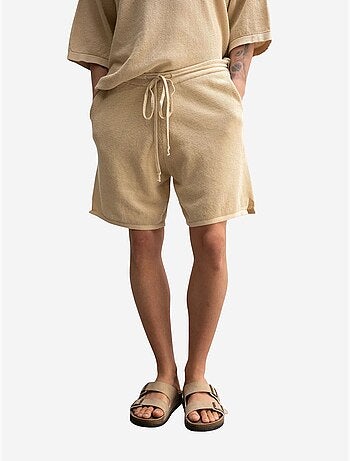 Pantaloncini felpati in maglia testurizzata a vita media giesto