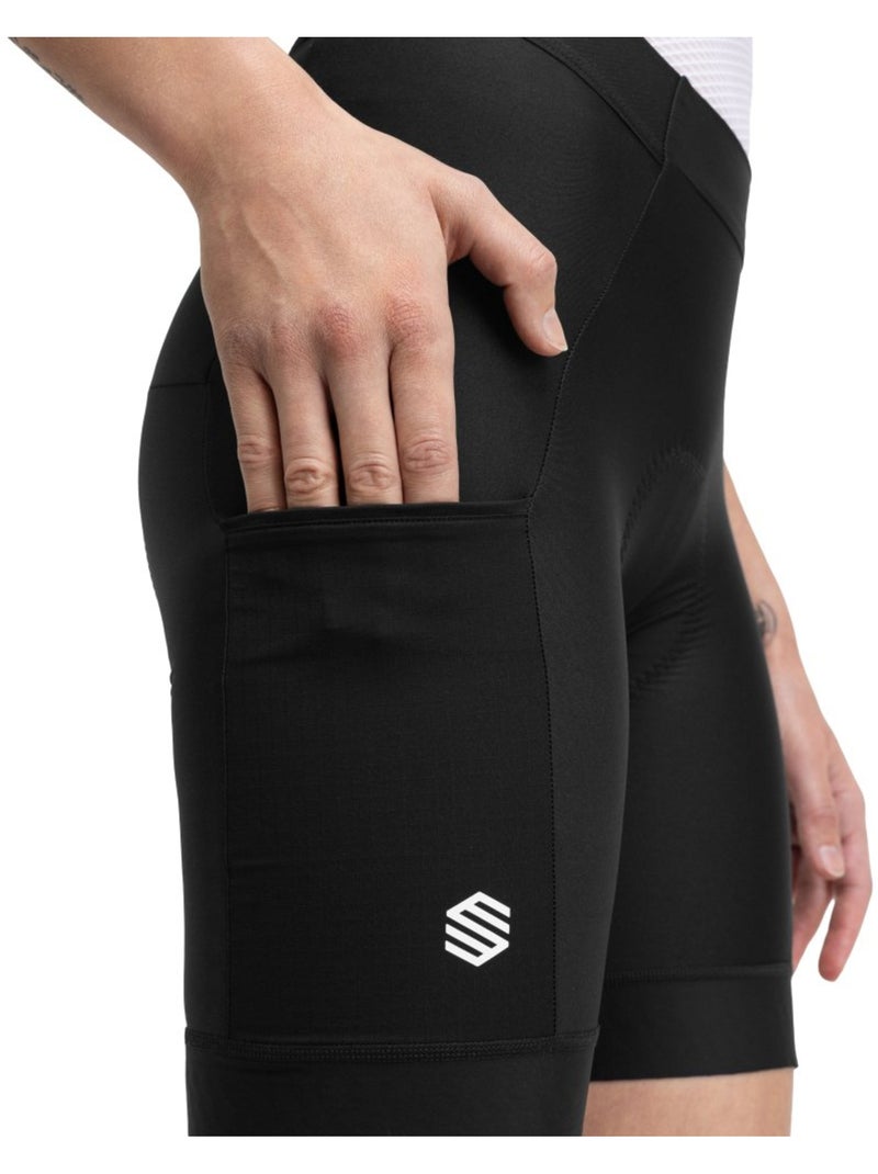 Pantaloncini imbottiti da bikepacking da donna ciclismo donna roam Nero - Kiabi