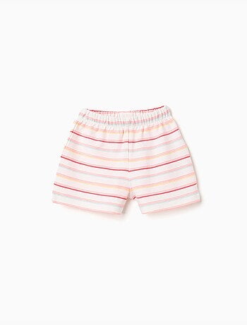 Pantaloncini in cotone a righe con cintura elastica