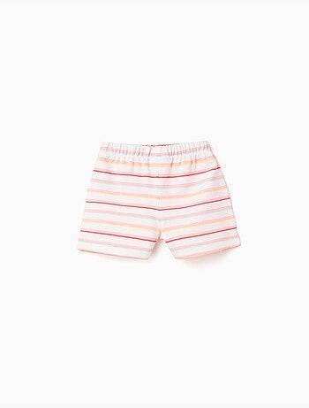 Pantaloncini in cotone a righe con cintura elastica