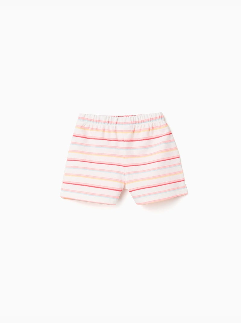 Pantaloncini in cotone a righe con cintura elastica Bianco - Kiabi