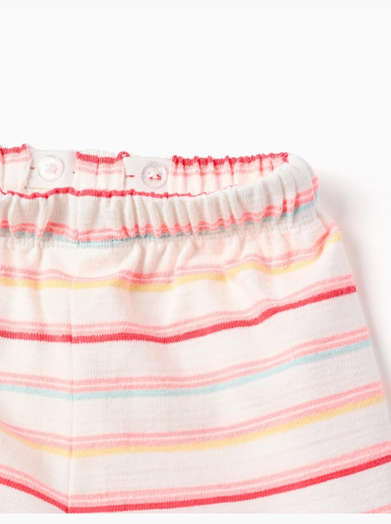 Pantaloncini in cotone a righe con cintura elastica Bianco - Kiabi